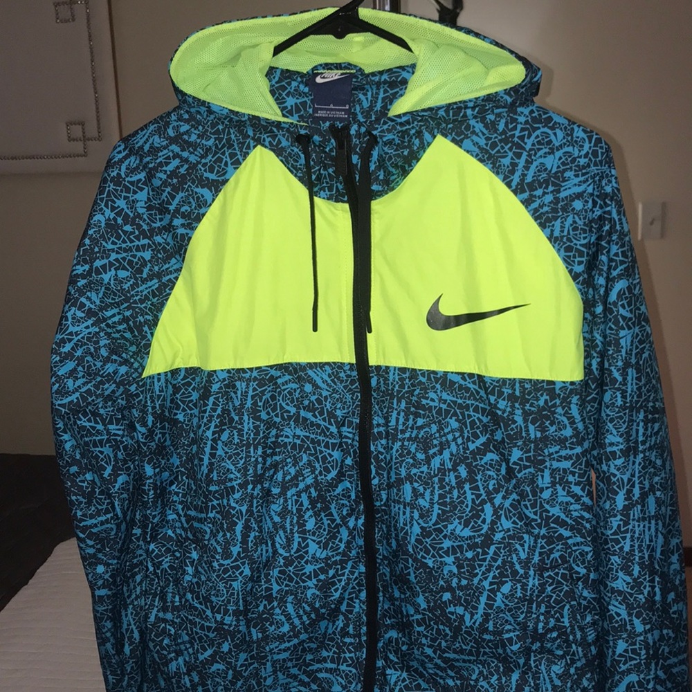 Nike zip up jacket bright yellow and blue